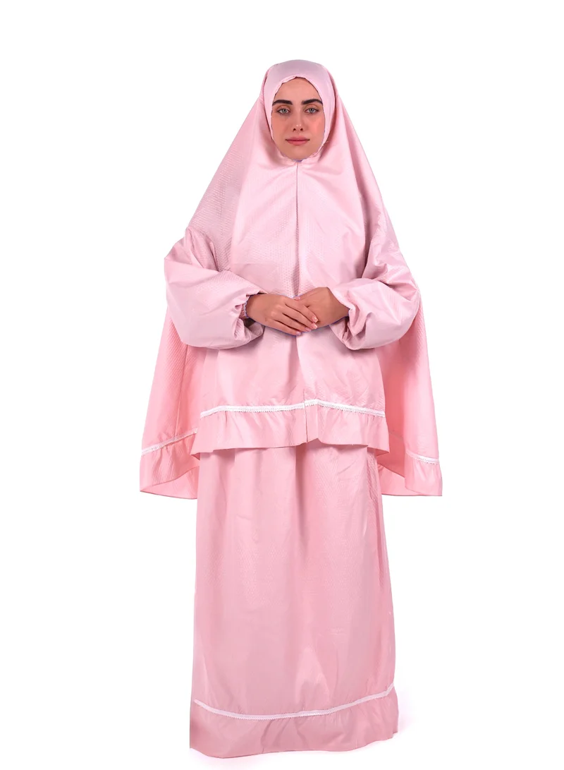 Two pieces islamic prayer robe dress set with sleeve